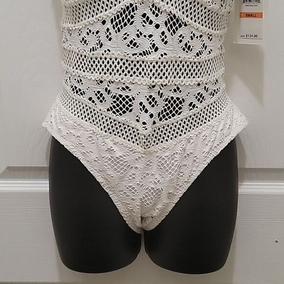 Becca by Rebecca Virtue White Captured Crochet One-Piece Swimsuit - Picture 5 of 16